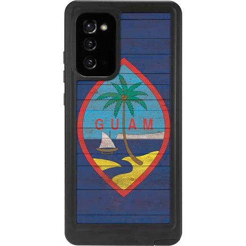 Guam Flag Dark Wood Galaxy Note20 5G Waterproof Case